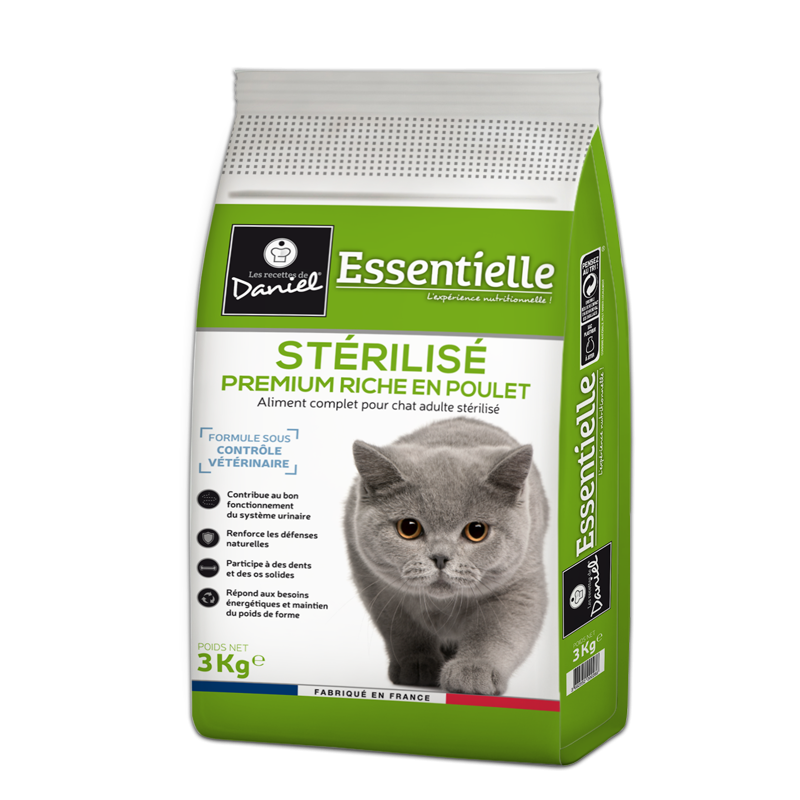 Croquettes Essentielle chat stérilisé poulet - 3 kg