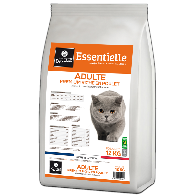 Croquettes ESSENTIELLE chat riche en poulet (12kg) - Les ...