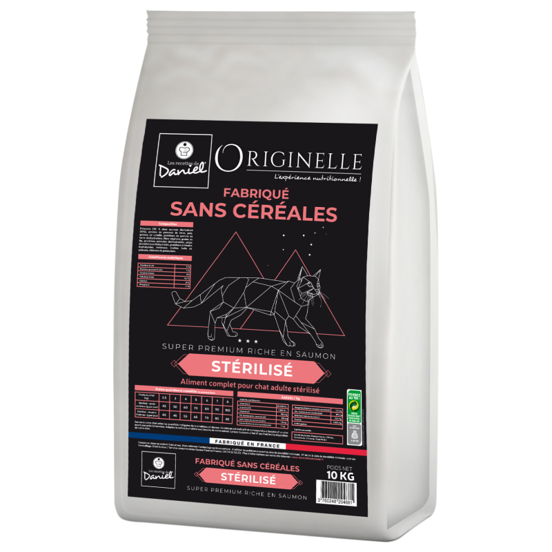 Croquettes Originelle chat stérilisé saumon sans céréales - 10 kg