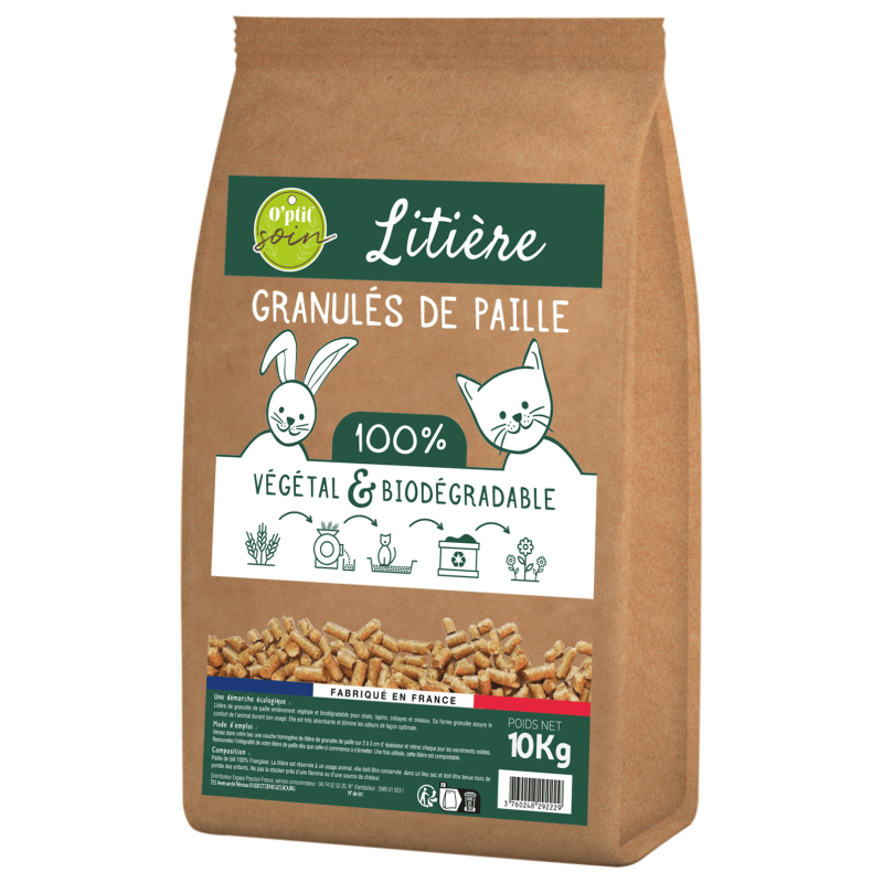 Litière végétale en granulés de paille - 10 Kg