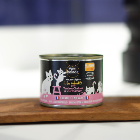 Mousse légère à la volaille pour chatons et leur maman 200g - Humide "Petite balade"