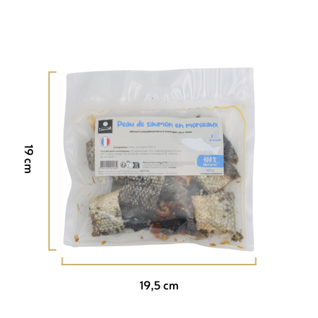 Morceaux de peau de saumon avec chair - 100g