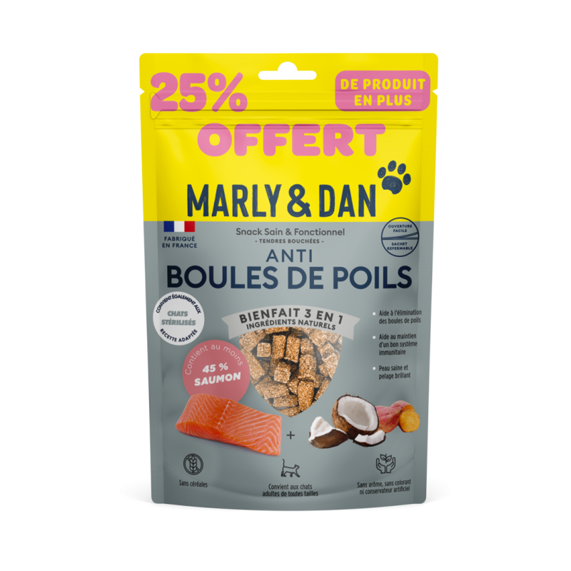 Tendres bouchées "anti boules de poil" chat 40g + 25% offerts