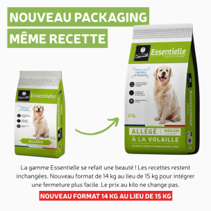 Croquettes Essentielle allégées volaille - 14 kg