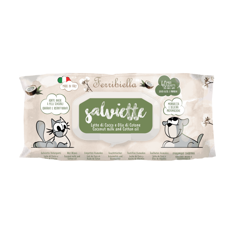 Lingettes nettoyantes coco & coton – 40 lingettes