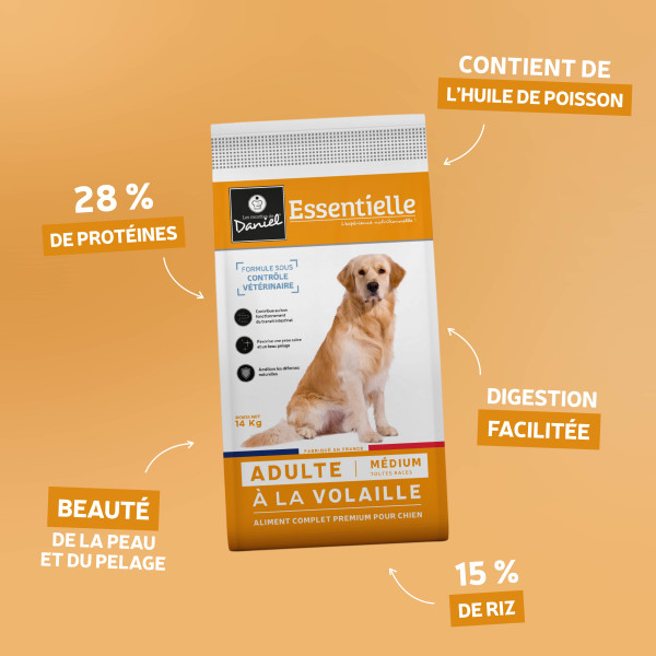 Croquettes Essentielle adulte volaille - 14 kg
