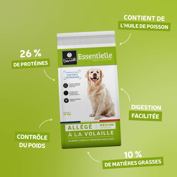 Croquettes Essentielle allégées volaille - 14 kg