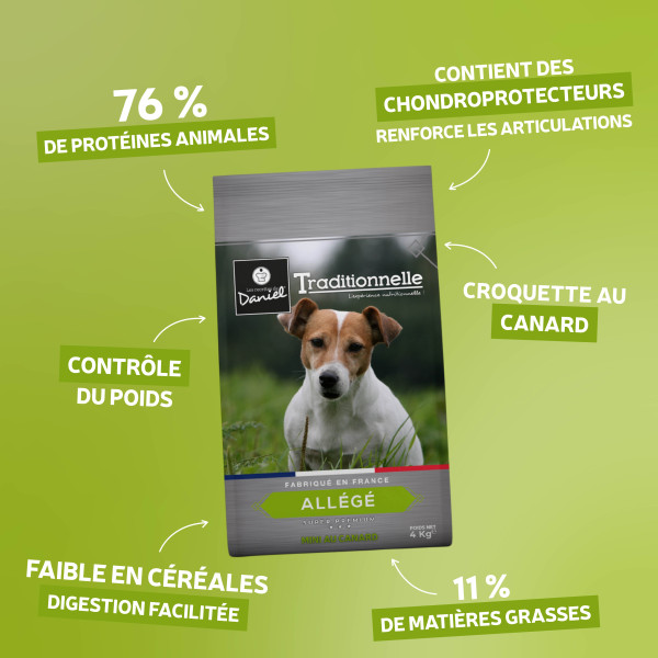 Croquettes Traditionnelle mini allégé canard - 4 kg