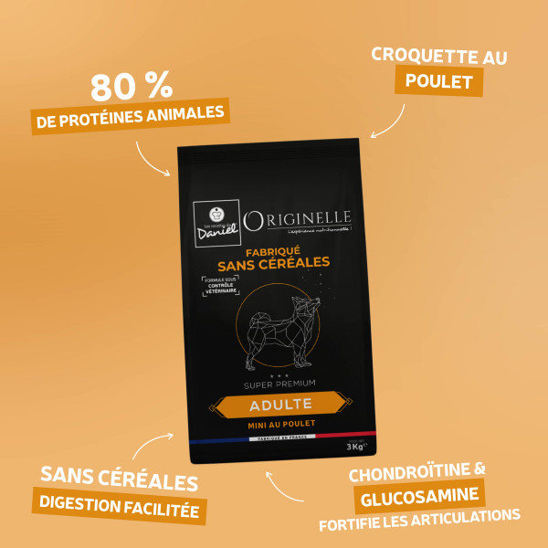 Croquettes Originelle mini adulte poulet sans céréales - 3 kg
