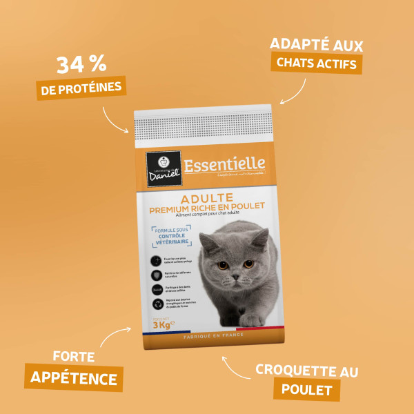 Croquettes Essentielle chat adulte poulet - 3 kg