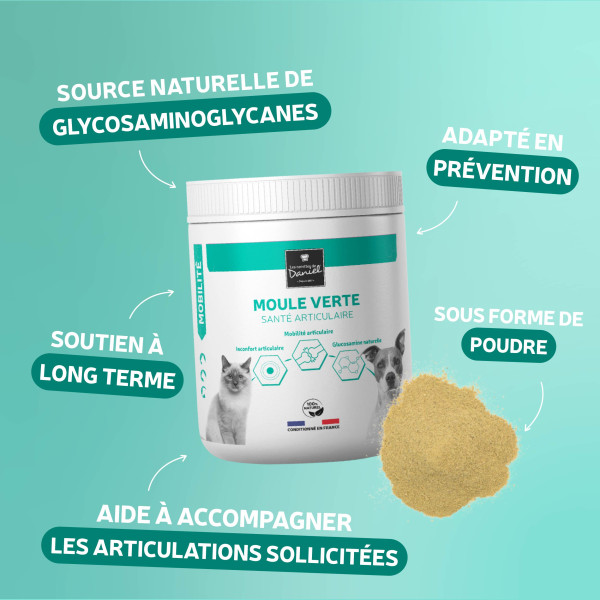 Poudre de Moule verte chien et chat : propriétés