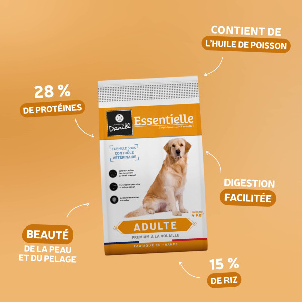 Croquettes Essentielle chien Adulte - à la volaille 4 kg