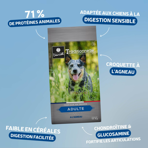 Croquettes Traditionnelle - Adulte Medium à l'Agneau - 14 kg