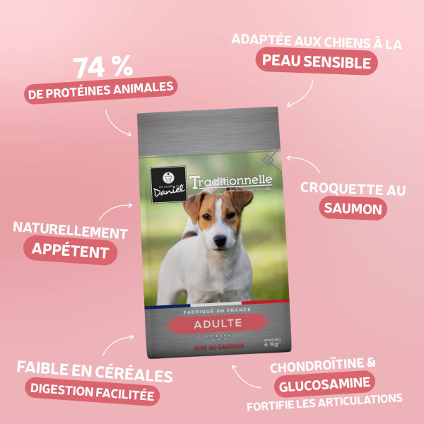 Croquettes Traditionnelle - Adulte Mini au Saumon - 4 kg