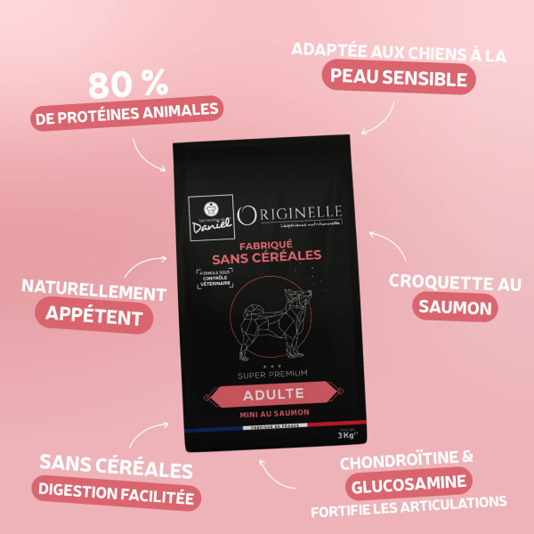 Croquettes Originelle mini adulte saumon sans céréales - 3 kg