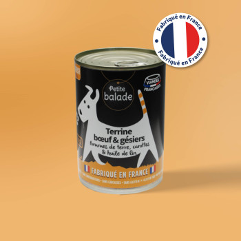 Terrine de bœuf et gésiers 400g - Humide "Petite balade"