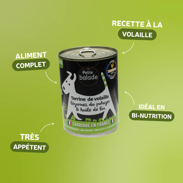 Terrine de volaille & légumes 400g - Humide "Petite balade"