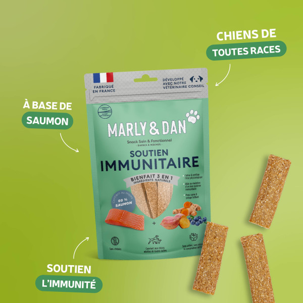 Barres à mâcher "soutien immunitaire" chien 80g - Marly & Dan