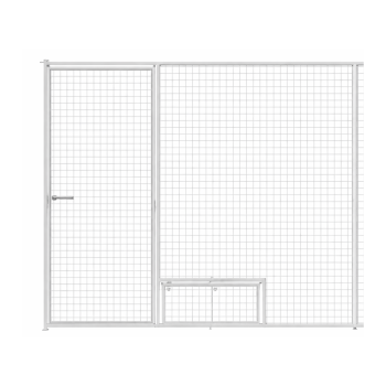 Grille chenil treillis 2m - Porte à gauche avec support gamelle