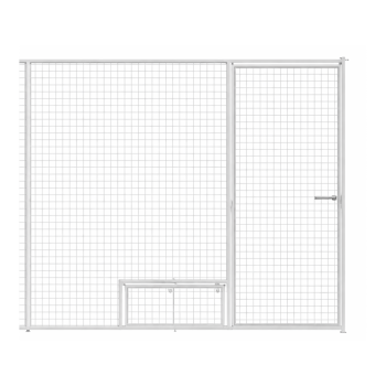 Grille chenil treillis 2m -  Porte à droite avec support gamelle