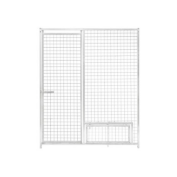 Grille chenil treillis 1m50 - Porte à gauche avec support gamelle