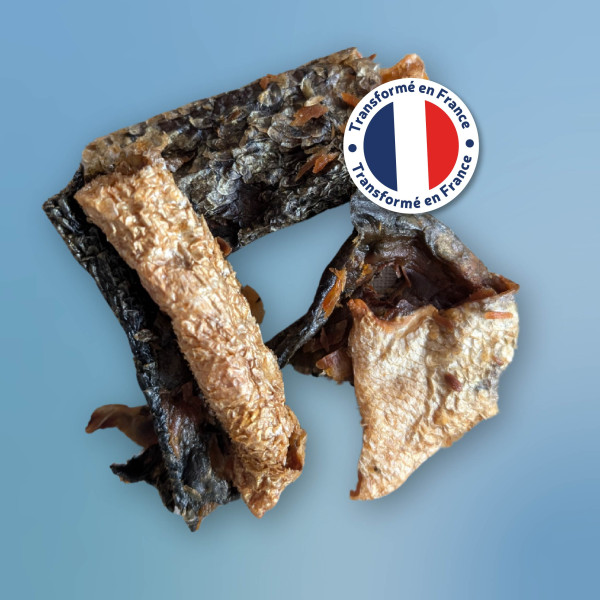 Morceaux de peau de saumon avec chair - 100g