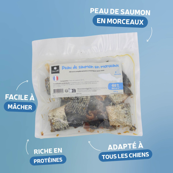 Morceaux de peau de saumon avec chair - 100g