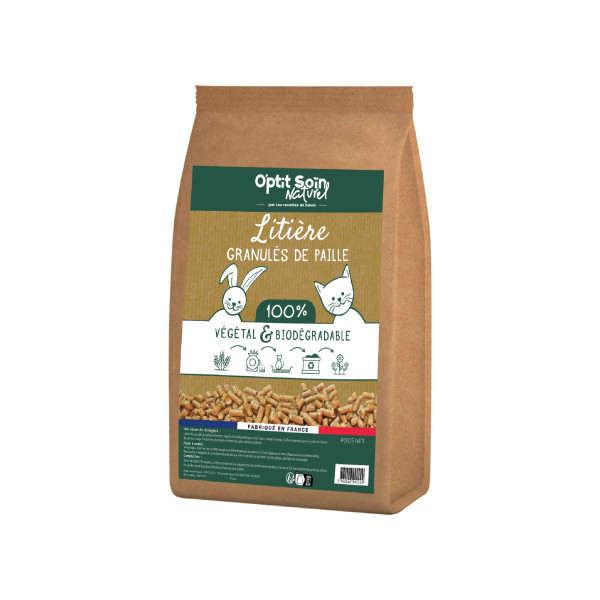 Litière végétale en granulés de paille - 8 Kg