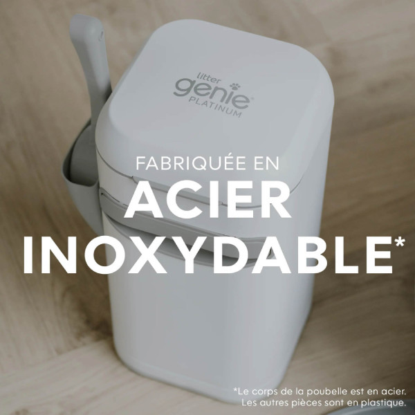 Poubelle à litière LitterGenie Platinium et recharge