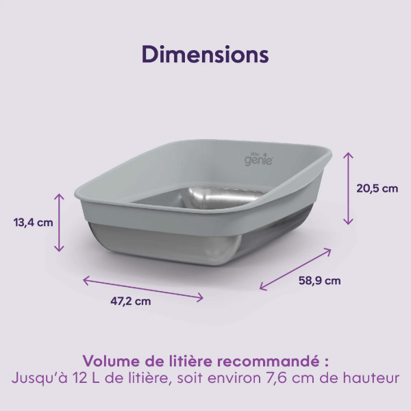 Bac à litière inox LitterGenie platinum