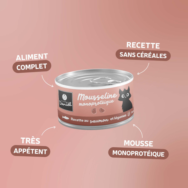 Mousseline monoprotéique au saumon et légumes - 85g