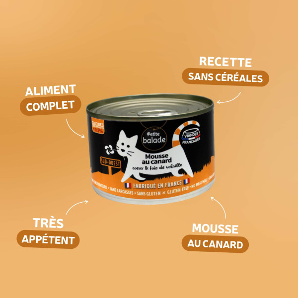 Mousse au canard 200g - Humide "Petite balade"